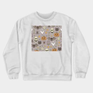 Spooky Halloween Pattern with Hand Drawn Elements Crewneck Sweatshirt